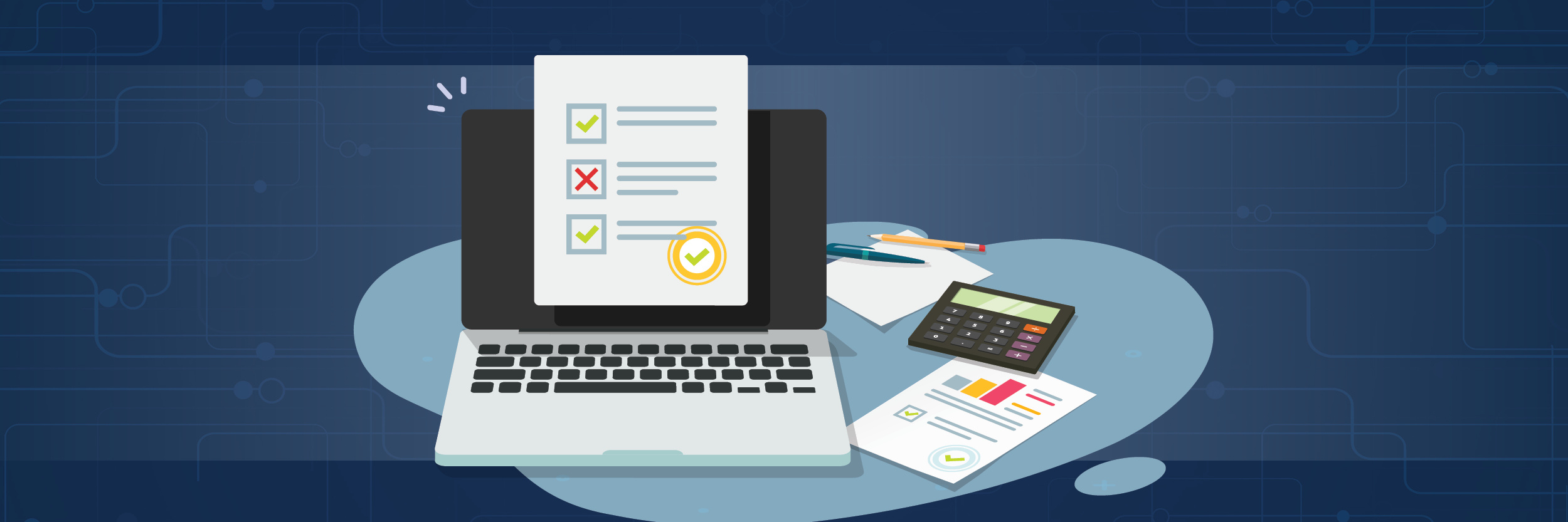 Financial tools on table